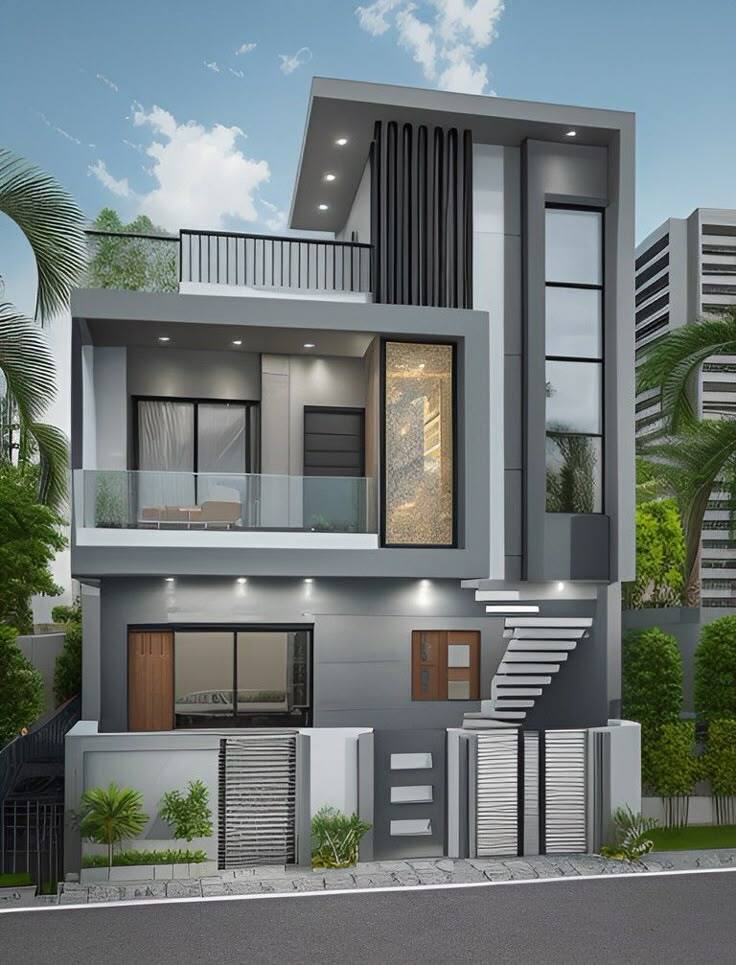 Modern 3D House Elevation Design by Naksha Designer Lucknow